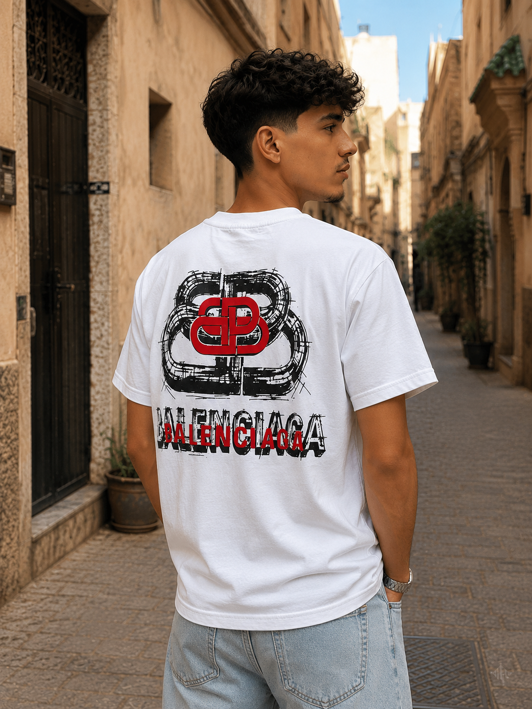 T-shirt blanc imprimé graphique devant