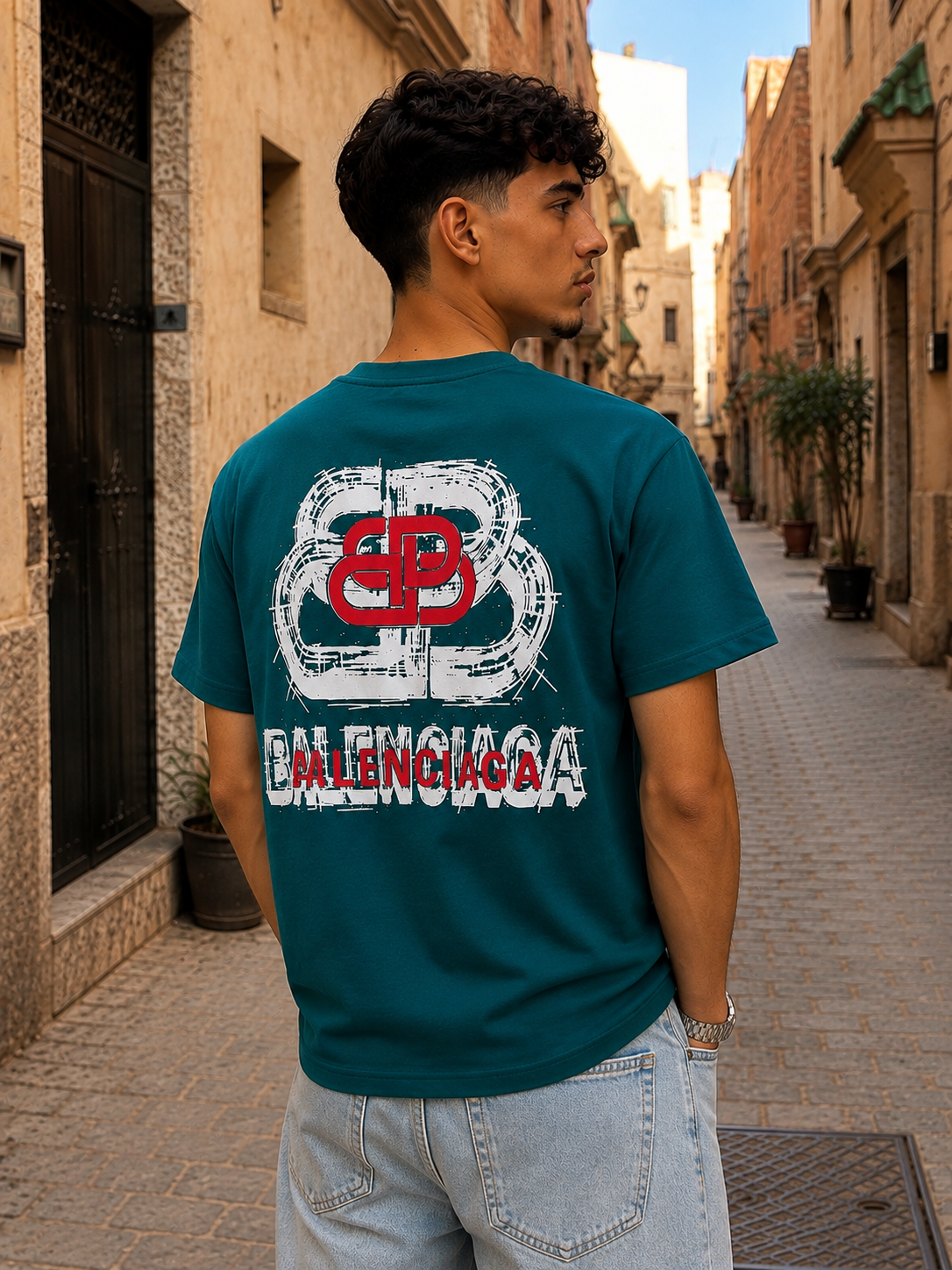 T-shirt noir imprimé Balenciaga dos