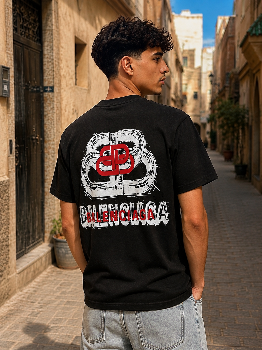T-shirt blanc imprimé Balenciaga dos