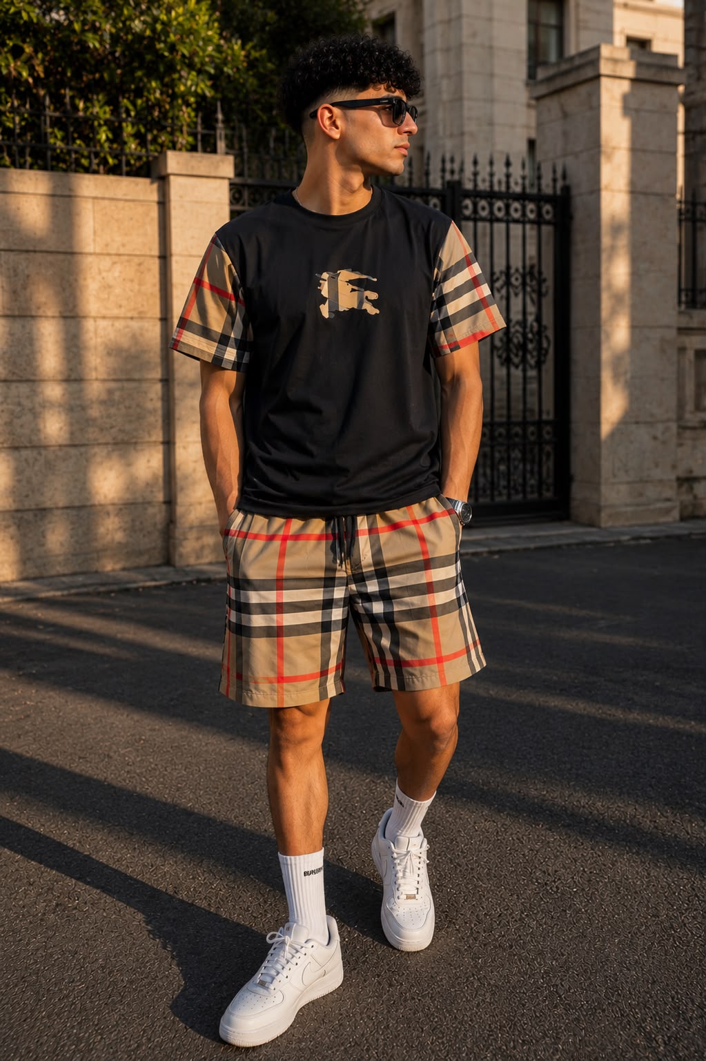 Ensemble Burberry Check T-Shirt + Short